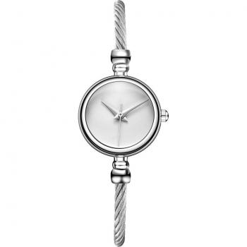 Women's Dress Clock Silver Bangle Watch