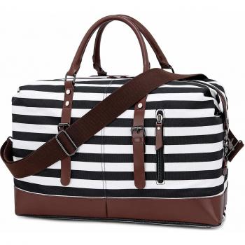 Sac fourre-tout en Toile et Cuir avec Sac à Chaussures