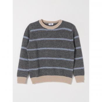 Pullover maschile a righe in lana vergine blu Il Gufo Taglia 4