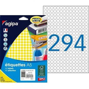 Étiquettes adhésives AGIPA 8mm Jaune Boîte 2940