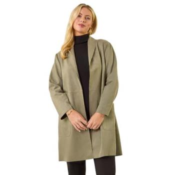 Veste Roman Petite en Faux Daim, Couleur Vert, Poche Unique