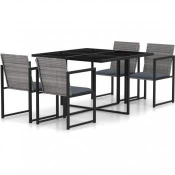 Conjunto de Sillas y Mesa Jardín Gris 5 piezas + Cojines