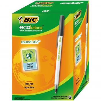 Bolígra reciclada eco-amigable BIC Round Stic (color negro)