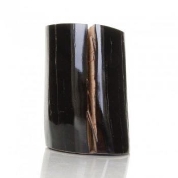 Schwarzer Log Beistelltisch Gervasoni – Glänzende Holzoptik, Ø18–22 cm