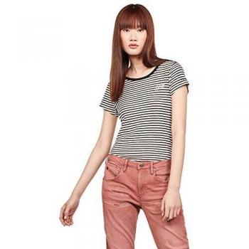 G-STAR RAW Camiseta Graphic 26 Slim, Multicolor (Milk/Dk Black Stripe A681)