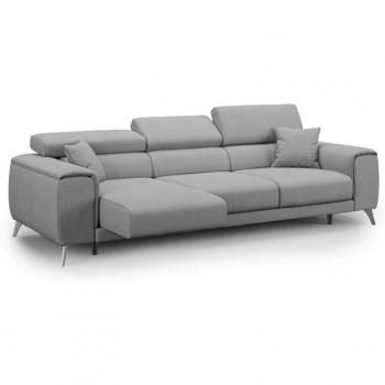 Fusion Lounge 260 cm: sofá con asientos deslizantes y tejido suave gris anti‑mancha