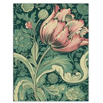 Spring Tulip Teal Blue Pink Painting