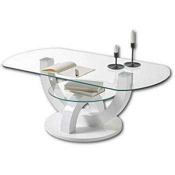 Stolkom Couchtisch aus MDF, Glas in weiß
