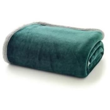 Hazelwood Super Soft Flannel & Sherpa Fleece Blanket (130 x 170 cm) in Bottle Green