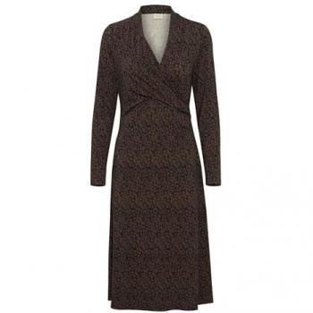 FRANSA Jerseykleid „FRCERICA DR 2“ – Damen, schwarz mix, Gr. M, geblümt, Basic, Regular Fit Lang, V‑