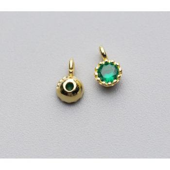 925 Sterling Silver AAA Zircon Small Charms 6mm Gold Base for Bracelet