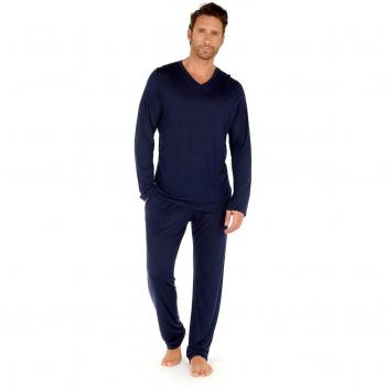 Hom Navy Long Sleeve V Neck Tee