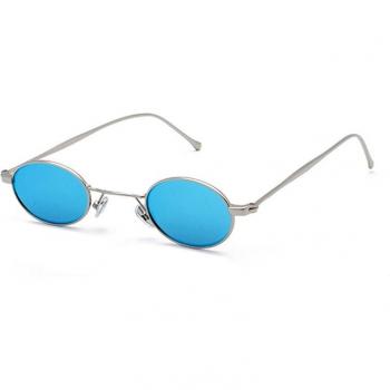 Gafas de sol ovaladas pequeñas de metal dorado con lentes UV400 para mujer