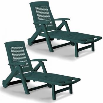 Zircone Outdoor Reclining Lounger Pair