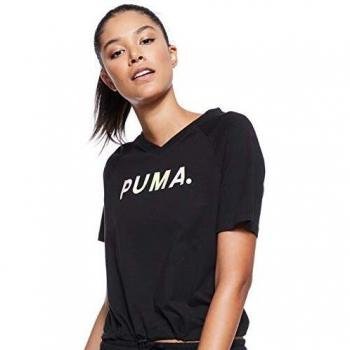 Zwarte V‑hals Tee van Puma met Grafiek