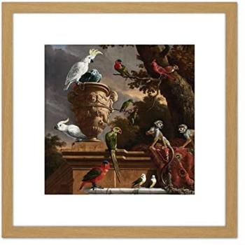 Classic Hondecoeter Menagerie 8x8 Ornate Bird Painting – Wood‑Framed