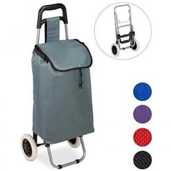Carrello Spesa con Ruote, Pieghevole, 25 l, Relaxdays