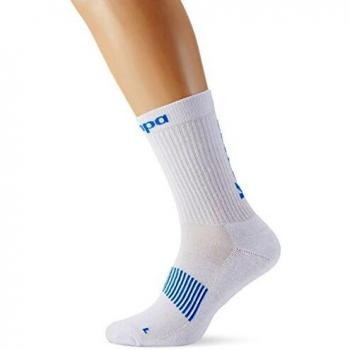 Kempa Logo Classic Herrensportsocken Weiß-Azurblau in Größe 41-45