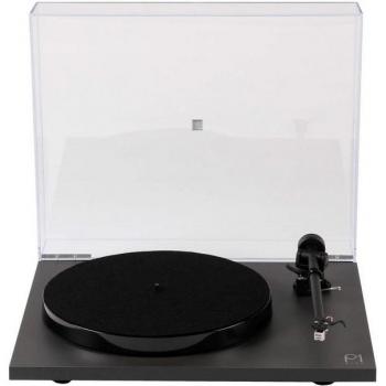 Schwarzer Matt Rega Planar 1 PLUS – 2‑Geschwindigkeits Riemenantrieb mit Deckel