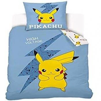 Housse de couette enfant Pikachu, 140x200 cm, 100% Coton