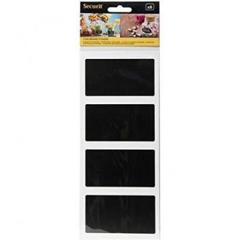 Securit Chalkboard Rectangle Stickers, 8.5 cm x 5 cm, Black, 8 Pack