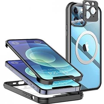 MagSafe‑Ring-Case für iPhone 11 Pro Max – Schwarzer 360° Transparent‑Schutzhülle