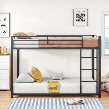 Cama de Hierro Negro 2 x 90 x 200 con Somier y Escalera