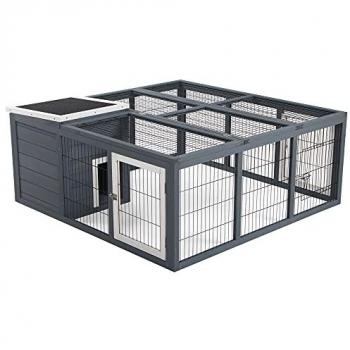 Openable Roof Rabbit Hutch for Small Animals and Guinea Pigs