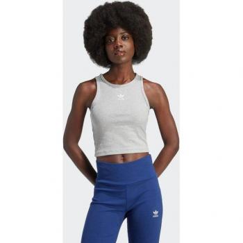 Camiseta Sin Mangas Essential Ribbed en Gris para Mujer