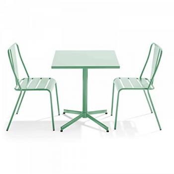 Table de terrasse inclinable avec 2 chaises vert sauge