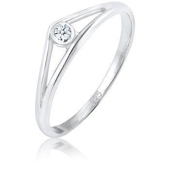DIAMORE Damen Verlobungsring Geo mit Diamant (0.03 ct.) in 925 Sterling Silber