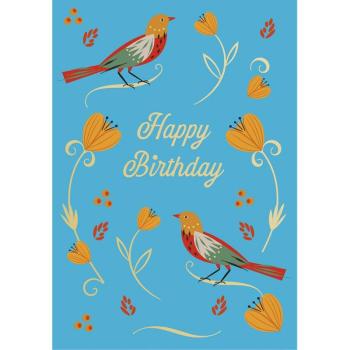 Carte joyeuse fleurs et oiseaux Rex London