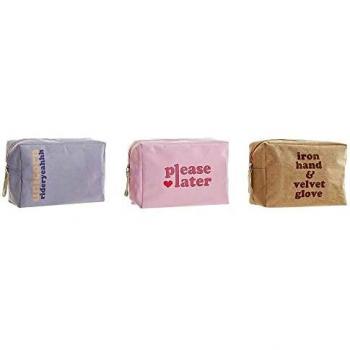 Trousse de rangement DKD Home Decor en toile bleu rose marron polyester synthétique (3 pièces) (20 x 8 x 14 cm)