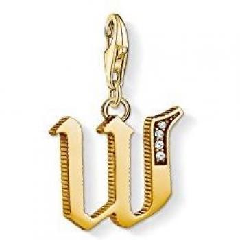 Charm letra W de plata con baño de oro de 18K