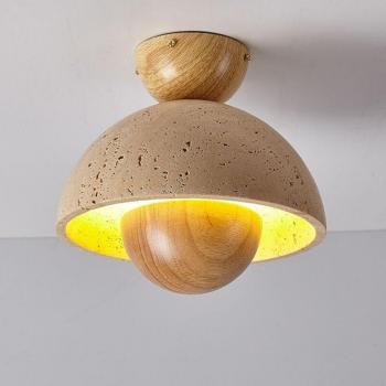 Soffittina Elegante Travertino & Legno Ø23 cm