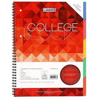 LANDRÃ Register-Collegeblock Â´COLLEGEÂ´, DIN A4, kariert