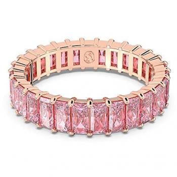 Swarovski Baguette-Matrix Ring in Rosa mit Roségold-Legierung, Unisex 62