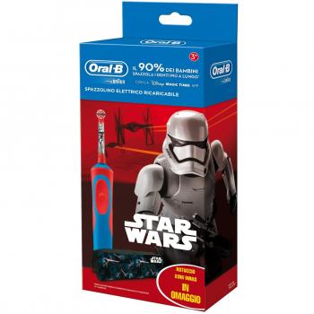 Oral-B Power Vitality Spazzolino Elettrico Ricaricabile per Bambini, Edizione Star Wars, Blu/Rosso
