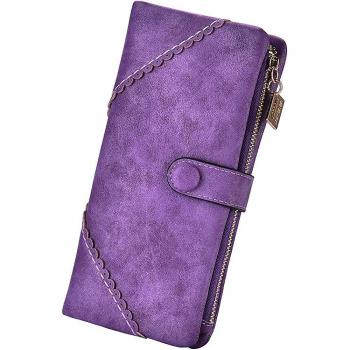 Carterie élégante violette en cuir vegan – portefeuille double face