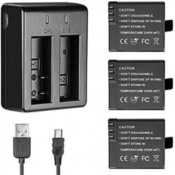 Batteries 900 mAh Neewer (3 pièces) – Chargeur Double USB Inclus