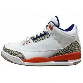 Nike Air Jordan Retro 3 Knicks Blanc/Ancien Royal-Orange Université