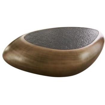 Couchtisch Sagana 120x80 cm – Gold Metallic mit taupe Glas
