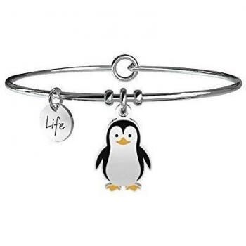 Braccialetto per Bambini Animal Planet con Pingüino Unico e Amicizia in Acciaio Inossidabile 316L e Cristalli, Argento