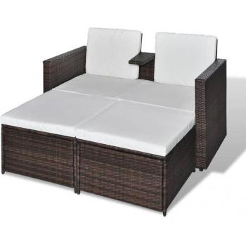 Suite Jardín Natural 4 Piezas – Muebles y Cojines Tejidos Marrón