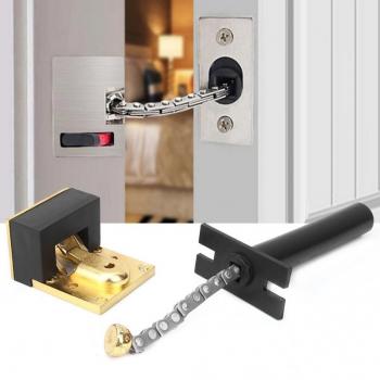 Sistema de Seguridad de Cadena de Puerta, Acero Inoxidable con Pestillo Dorado para Uso Doméstico y Hotelero