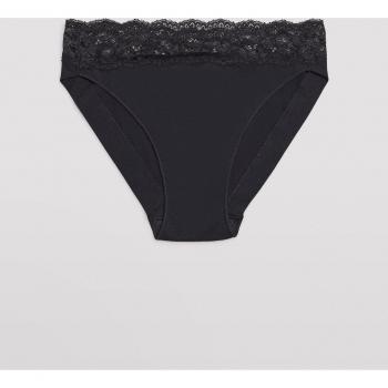 Braga Negra en Algodón Natural, Detalle de Encaje – Ysabel Mora
