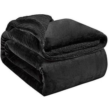 Pillow Sherpa Plaid Hansleep 270x230 cm, Nero