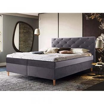 Louis VelvetBox Spring 180x200 avec Coffres et Surmatelas Gris Foncé