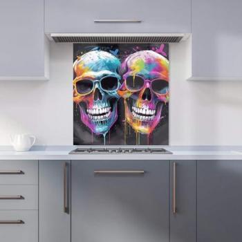 Designer Splashart Happy Skeletons in Glasses Kitchen Splashback – 700mm x 650mm