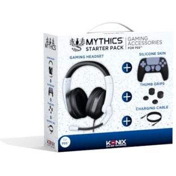 Pack Konix PS5 : Casque Noir‑Blanc + Coque Silicone Manette + Poussoir de Poignet